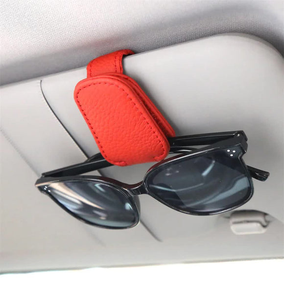 NNEDSZ 2pcs Red Car Sun Visor Glasses Holder - Universal Sunglasses Clip for Secure Storage