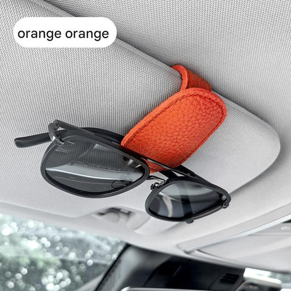 NNEDSZ 2pcs Orange Car Sun Visor Glasses Holder - Universal Sunglasses Clip for Secure Storage