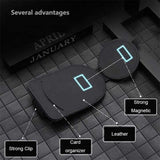 NNEDSZ Grey Multifunctional Car Sun Visor Glasses Clip with Card Holder - Compact and Convenient