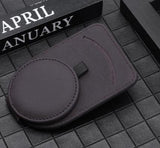 NNEDSZ Brown Multifunctional Car Sun Visor Glasses Clip with Card Holder - Compact and Convenient