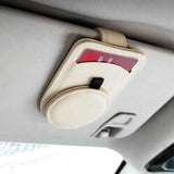 NNEDSZ Beige Multifunctional Car Sun Visor Glasses Clip with Card Holder - Compact and Convenient