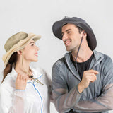 NNEDSZ Black Outdoor Mosquito Net Hat - Sun Protection and Insect Repellent Bucket Hat