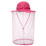 NNEDSZ Rose Red Outdoor Mosquito Net Hat - Sun Protection and Insect Repellent Bucket Hat