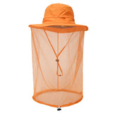 NNEDSZ Orange Outdoor Mosquito Net Hat - Sun Protection and Insect Repellent Bucket Hat