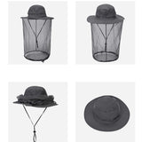 NNEDSZ Orange Outdoor Mosquito Net Hat - Sun Protection and Insect Repellent Bucket Hat