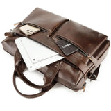NNEDSZ Coffee Brown Men's Genuine Leather Briefcase - Classic Business Messenger Bag
