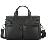 NNEDSZ Black Men's Genuine Leather Briefcase - Classic Business Messenger Bag
