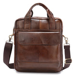 NNEDSZ Brown Men's Genuine Leather Shoulder Bag - Vintage Business Briefcase