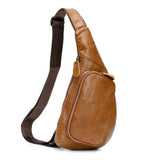 NNEDSZ Brown Men's Leather Sling Backpack - Casual Crossbody Chest Bag