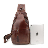 NNEDSZ Black Men's Leather Sling Backpack - Casual Crossbody Chest Bag