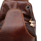 NNEDSZ Black Men's Leather Sling Backpack - Casual Crossbody Chest Bag