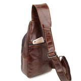 NNEDSZ Brown Men's Leather Sling Backpack - Casual Crossbody Chest Bag