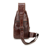 NNEDSZ Brown Men's Leather Sling Backpack - Casual Crossbody Chest Bag