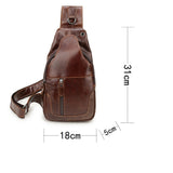 NNEDSZ Brown Men's Leather Sling Backpack - Casual Crossbody Chest Bag