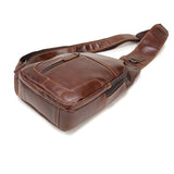 NNEDSZ Brown Men's Leather Sling Backpack - Casual Crossbody Chest Bag