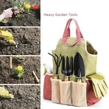 NNEDSZ Pink-green 9-Piece Garden Tool Set with Storage Tote - Heavy Duty Gardening Kit