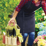 NNEDSZ Green 9-Piece Garden Tool Set with Storage Tote - Heavy Duty Gardening Kit