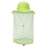 NNEDSZ Green Outdoor Mosquito Net Hat - Sun Protection and Insect Repellent Bucket Hat