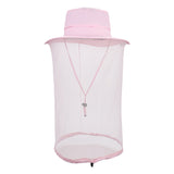 NNEDSZ Pink Outdoor Mosquito Net Hat - Sun Protection and Insect Repellent Bucket Hat
