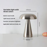 NNEDSZ Silver Modern Mushroom Table Lamp - Minimalist Metal Design for Home and Office