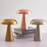 NNEDSZ Silver Modern Mushroom Table Lamp - Minimalist Metal Design for Home and Office