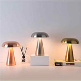 NNEDSZ Bronze Color Modern Mushroom Table Lamp - Minimalist Metal Design for Home and Office