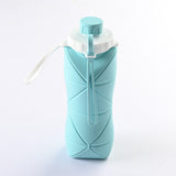 NNEDSZ Blue 600ml Silicone Folding Water Bottle - Eco-Friendly Collapsible Travel Bottle600ml Silicone Folding Water Bottle - Eco-Friendly Collapsible Travel Bottle