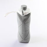 NNEDSZ Grey 600ml Silicone Folding Water Bottle - Eco-Friendly Collapsible Travel Bottle600ml Silicone Folding Water Bottle - Eco-Friendly Collapsible Travel Bottle