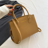 NNEDSZ Light Brown Elegant Faux Crocodile Leather Handbag - Stylish Tote Bag with Adjustable Strap