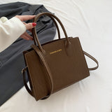 NNEDSZ Brown Elegant Faux Crocodile Leather Handbag - Stylish Tote Bag with Adjustable Strap