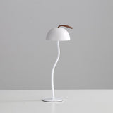 NNEDSZ Smooth White Lamp Cap Elegant Curved Stem Mushroom Desk Lamp - Adjustable LED Table Light