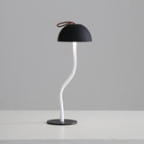 NNEDSZ Smooth Black Lamp Cap Elegant Curved Stem Mushroom Desk Lamp - Adjustable LED Table Light