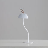 NNEDSZ Corrugated White Lamp Cap Elegant Curved Stem Mushroom Desk Lamp - Adjustable LED Table Light