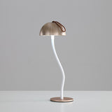 NNEDSZ Corrugated Gold Lamp Cap Elegant Curved Stem Mushroom Desk Lamp - Adjustable LED Table Light