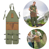 NNEDSZ Khaki Pocket Heavy-Duty Gardening Apron with Adjustable Straps and Multi-Pocket Design