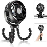 NNEDSZ Grey Mini Portable Baby Stroller Fan with Flexible Tripod