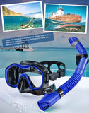 NNEDSZ Green Black Professional Snorkeling Mask and Dry-Top Snorkel Set