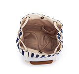NNEDSZ Light Blue Stripes Canvas Bucket Tote Bag with Leather Handle