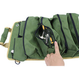 NNEDSZ Khaki Portable Roll-Up Tool Organizer with Zippered Pockets