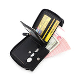 NNEDSZ Grey Men's Leather Wallet with Zipper and Horse Embossed Design -  Compact and Stylish