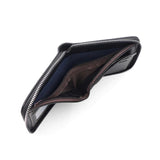 NNEDSZ Grey Men's Leather Wallet with Zipper and Horse Embossed Design -  Compact and Stylish
