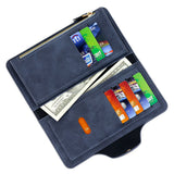 NNEDSZ Black Women's Long Zipper Wallet with Button Closure - PU Leather Multi-Compartment Clutch Purse