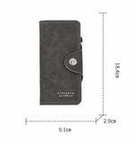 NNEDSZ Black Women's Long Zipper Wallet with Button Closure - PU Leather Multi-Compartment Clutch Purse