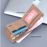 NNEDSZ Light Brown Men's Genuine Leather Bifold Wallet - Compact Design with Multiple Card Slots