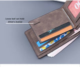 NNEDSZ Black Men's Genuine Leather Bifold Wallet - Compact Design with Multiple Card Slots