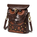 NNEDSZ Handcrafted Leather Owl Crossbody Bag – Unique Retro Design Shoulder Purse for Women