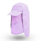 NNEDSZ Purple UV Protection 4-in-1 Outdoor Sun Hat with Removable Flaps