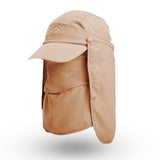 NNEDSZ Khaki UV Protection 4-in-1 Outdoor Sun Hat with Removable Flaps