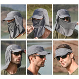 NNEDSZ Grey UV Protection 4-in-1 Outdoor Sun Hat with Removable Flaps