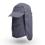 NNEDSZ Dark Grey UV Protection 4-in-1 Outdoor Sun Hat with Removable Flaps